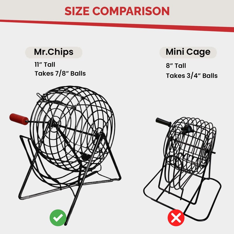 MR CHIPS 11" (Inch) Tall Professional Bingo Set with Steel Cage, Everlasting 7/8â€ Balls, Master Board for Balls - Mysterious Black Color - Image 4